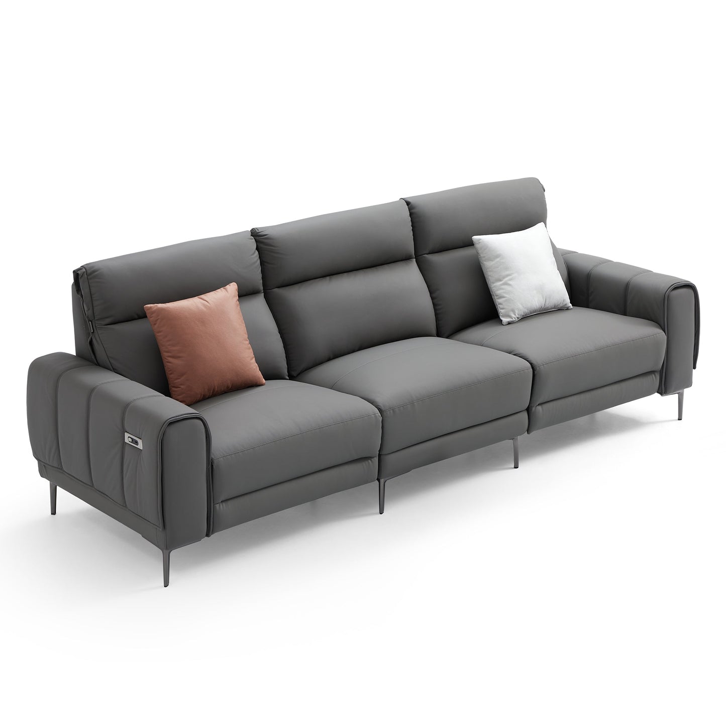 Louis Leather Power Recliner Sofa-Gray