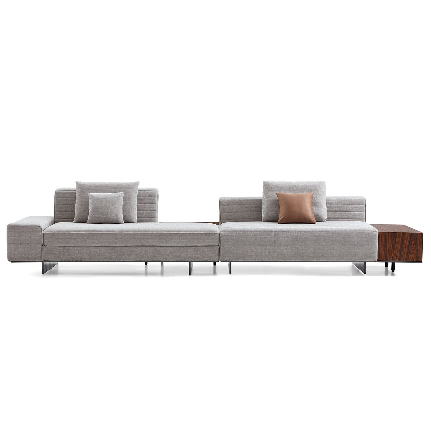 Brandy Channel Tufting Sectional with Coffee Table-Gray-189"