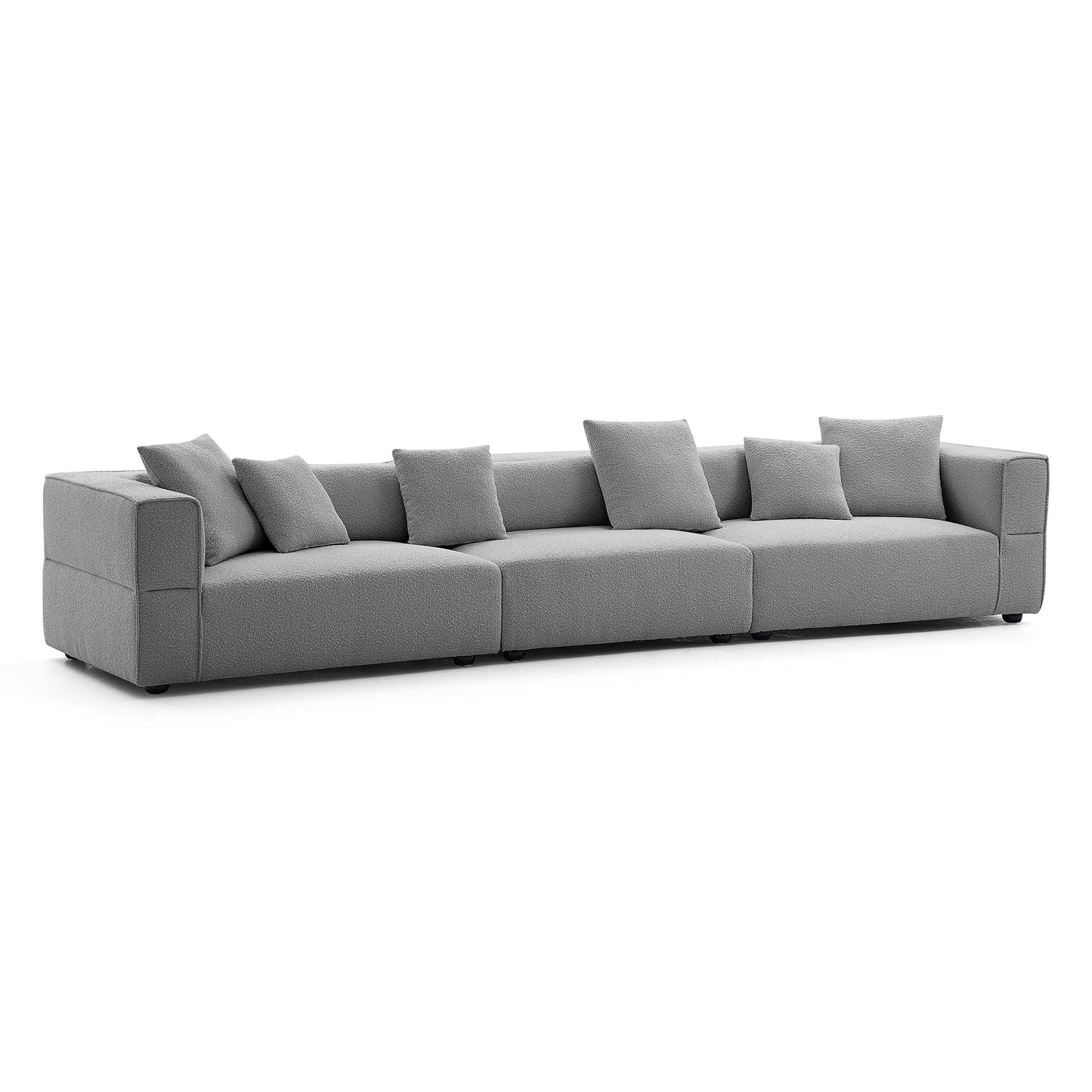 Nordic Modern Creamy Sofa-Gray-6 Seater 143.7"