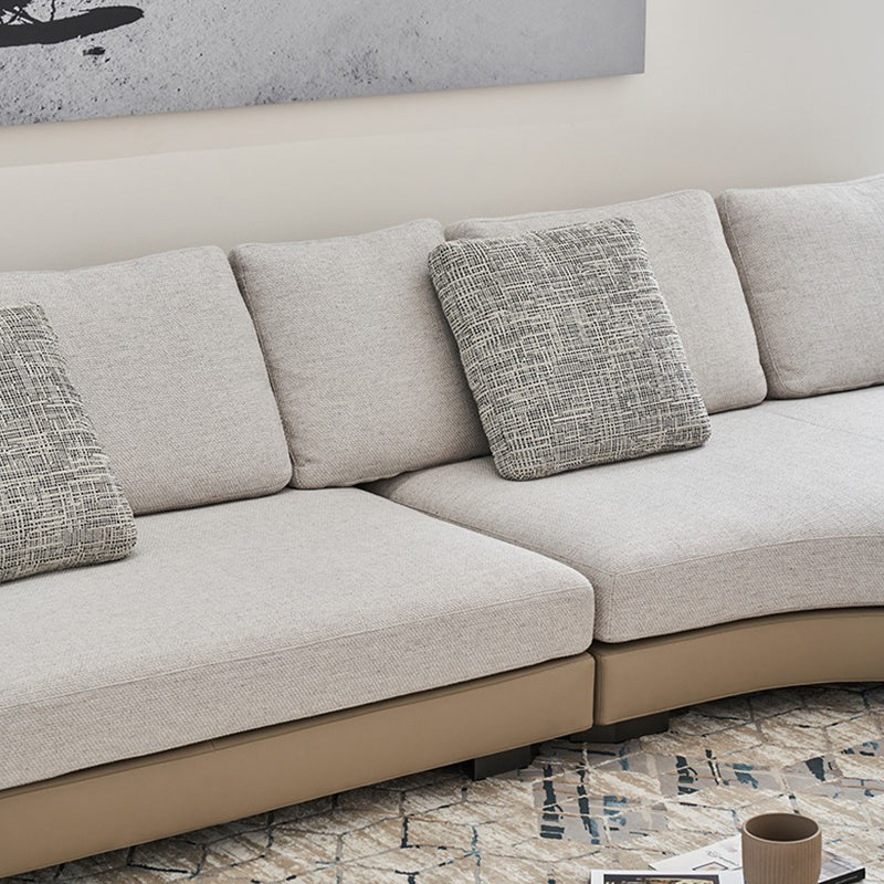 Arles Curved Gray Fabric Sectional-Gray
