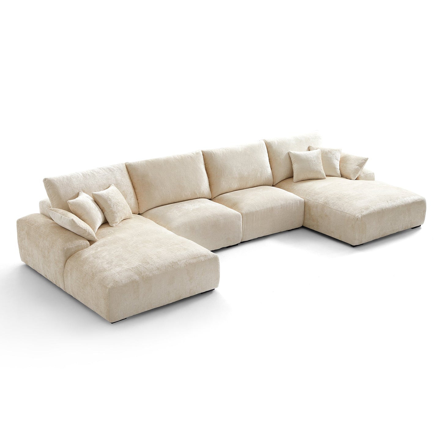 The Empress Gray U Shaped Sectional Sofa-Beige-161.4″