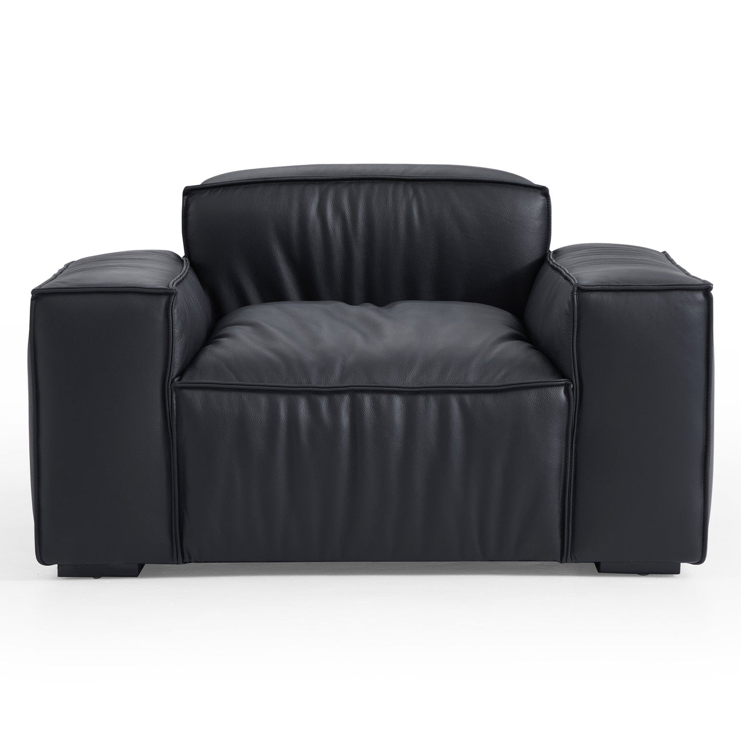 Luxury Minimalist Black Leather Armchair-Black