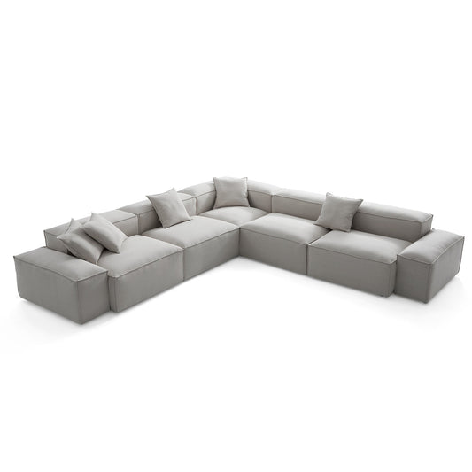 Freedom Modular Gray Corner Sectional Sofa-Gray-143.7"-Low
