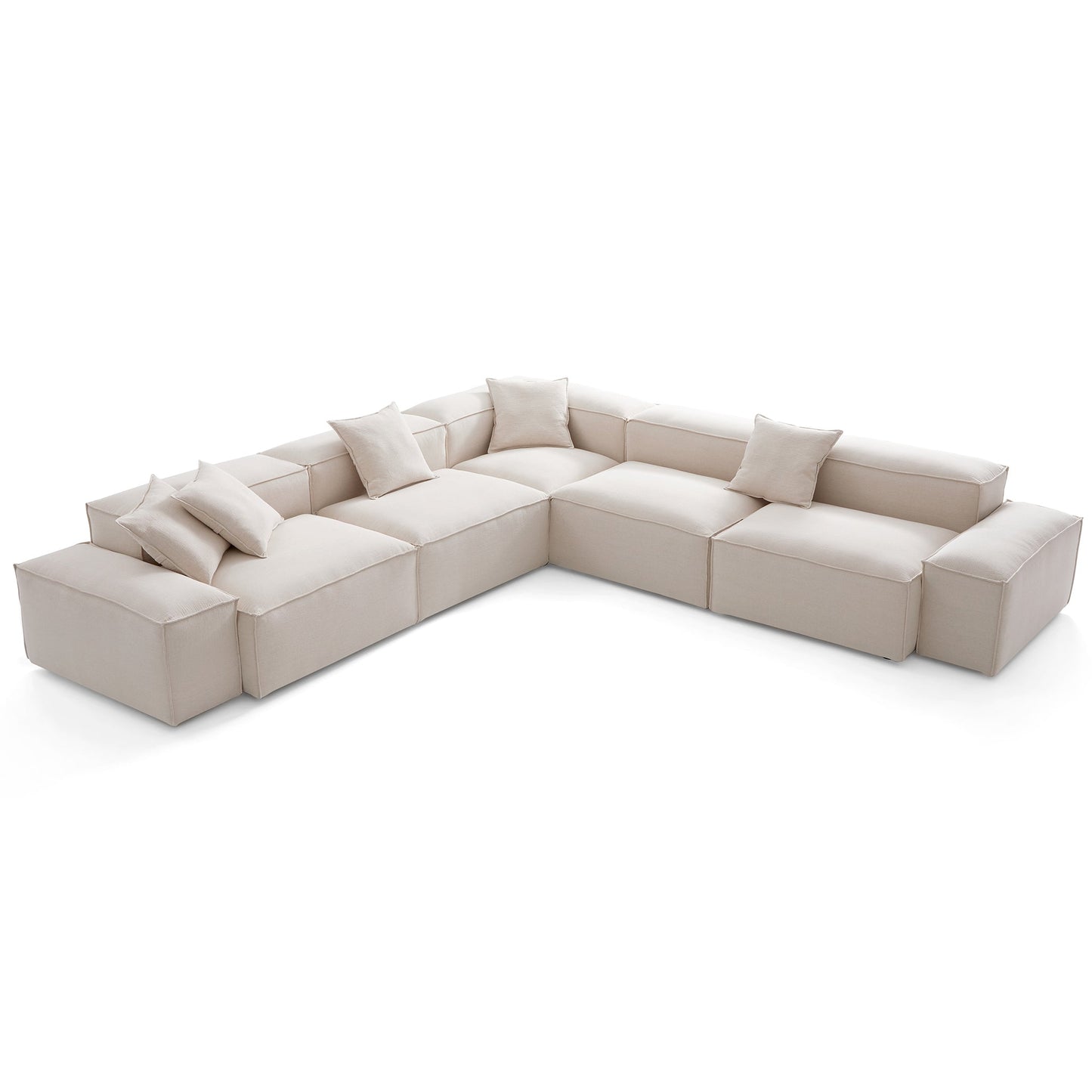 Freedom Modular Khaki Corner Sectional Sofa-Khaki-143.7"-Low