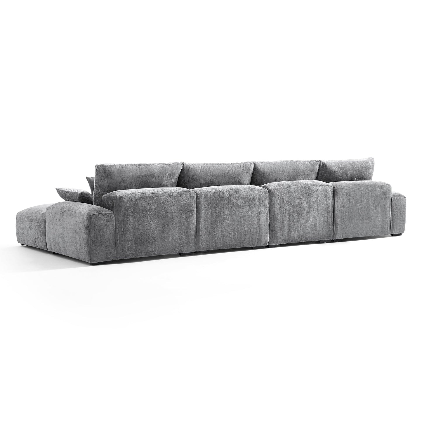The Empress Beige U-Shaped Sectional Sofa-Gray-161.4"