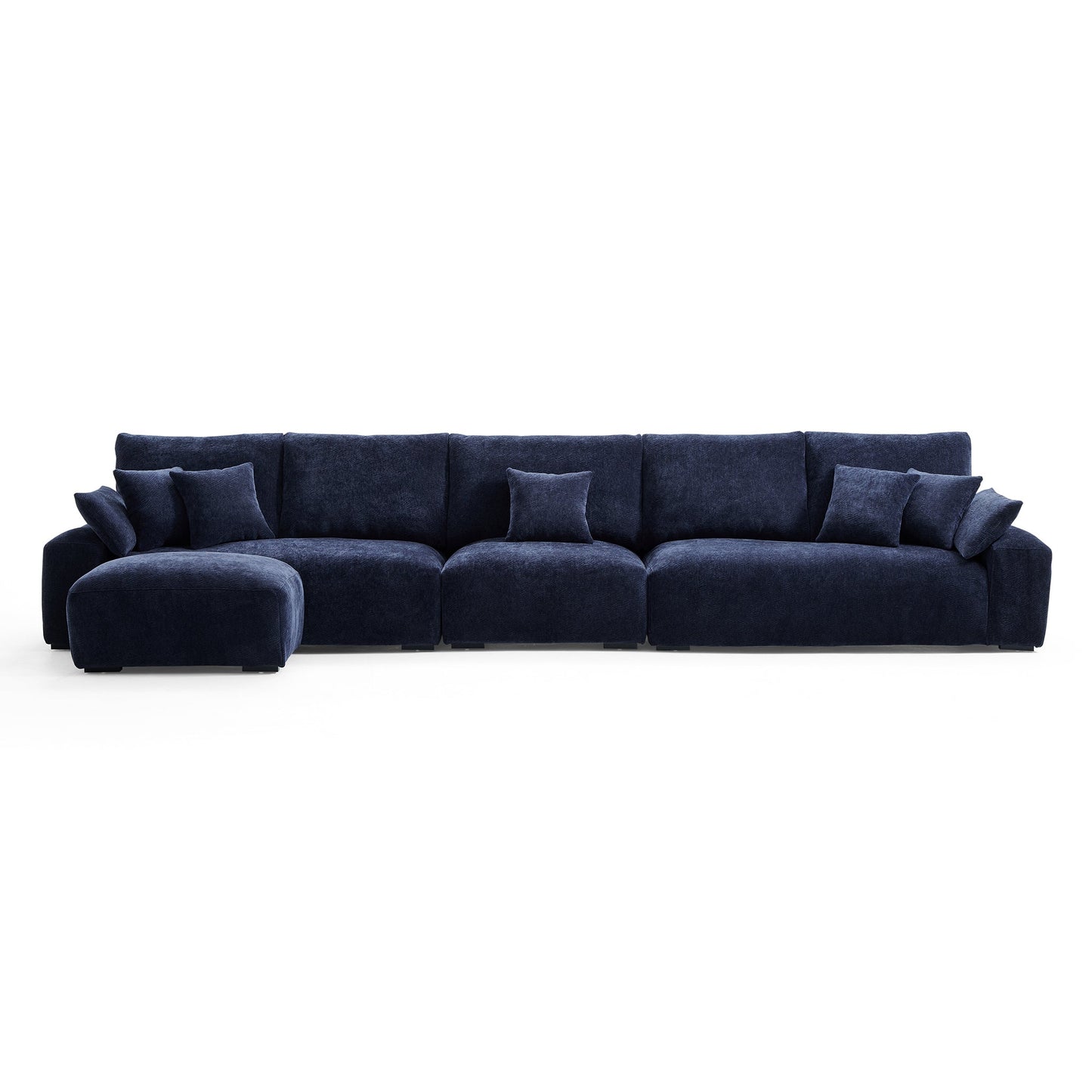 The Empress Navy Blue Sofa and Ottoman-Navy Blue-175.6"