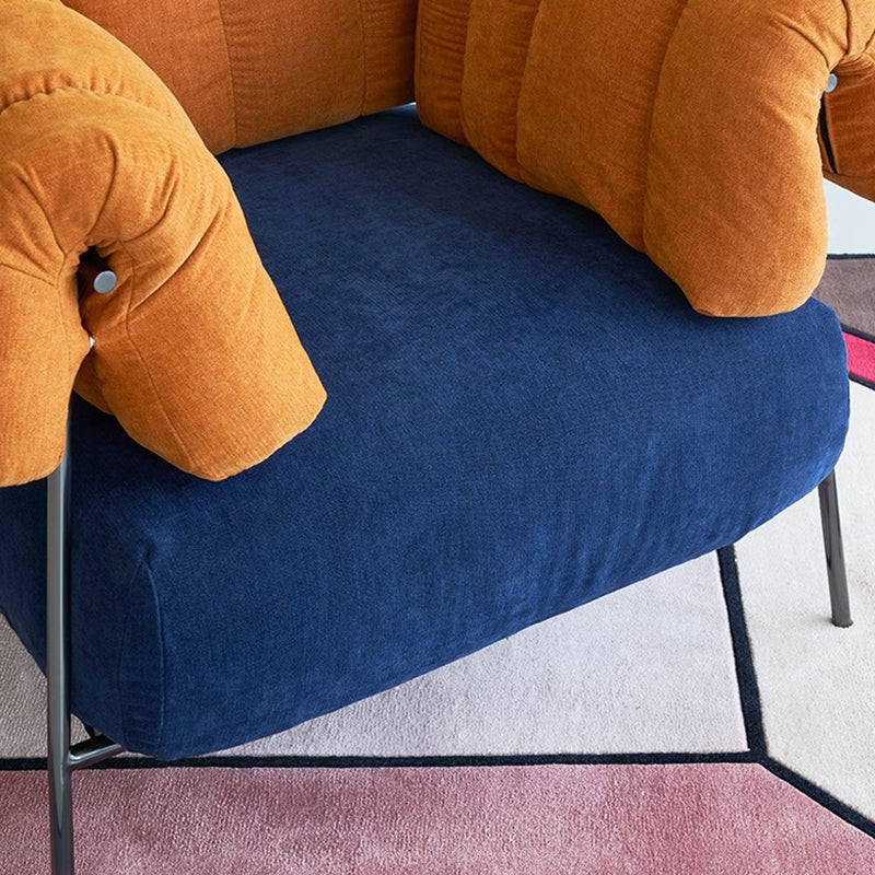 Granchio Russet Fabric Accent chair-Orange & Blue