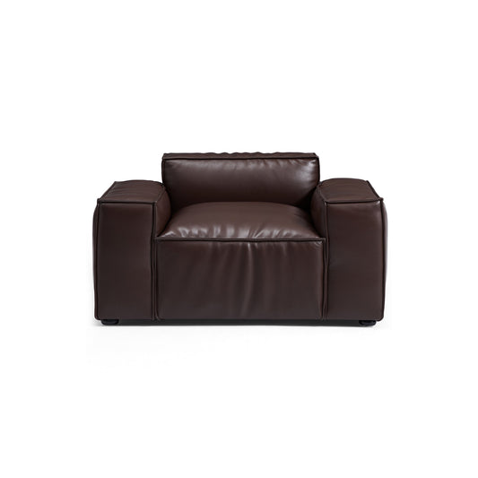 Luxury Minimalist Dark Brown Leather Armchair-hidden