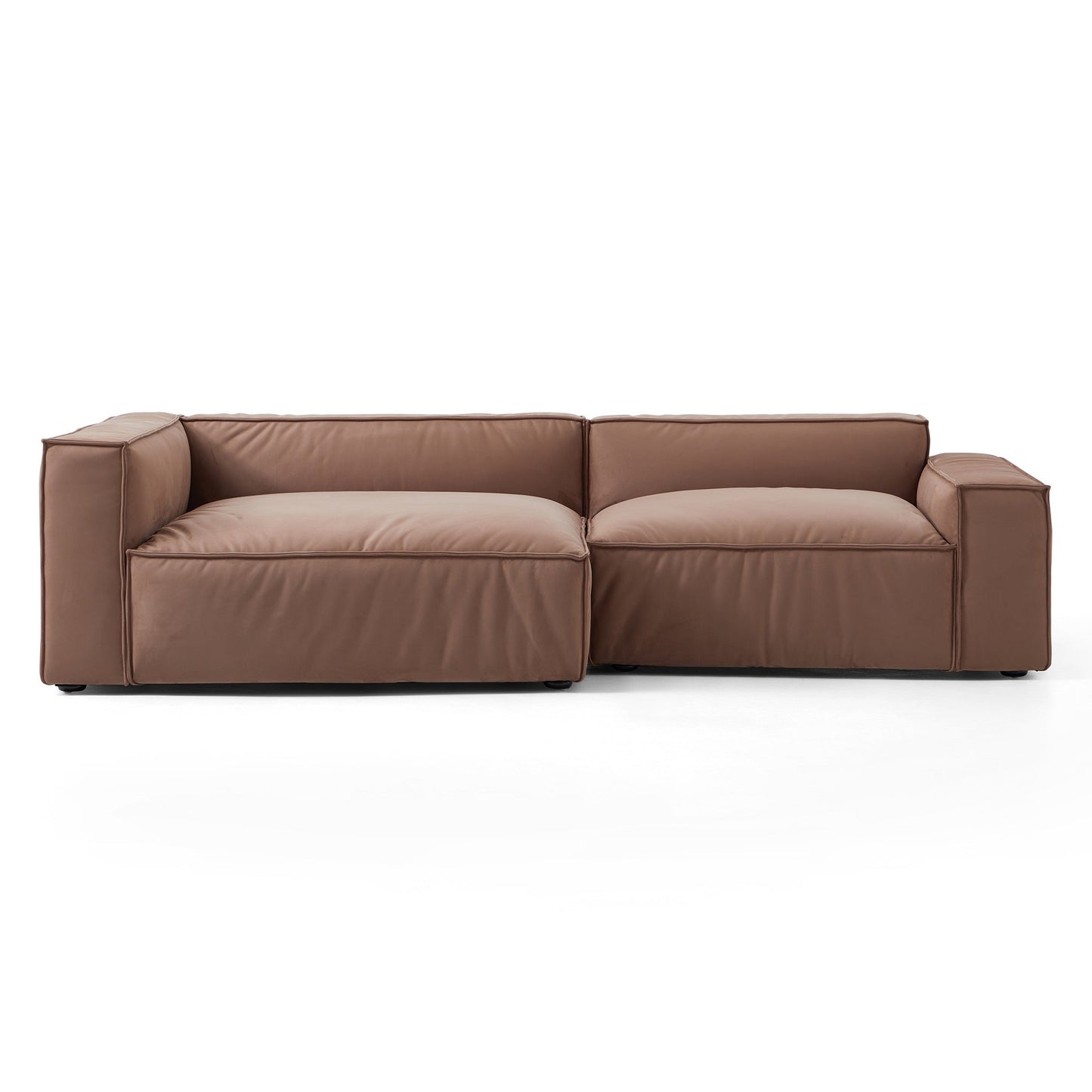 Luxury Minimalist Brown Fabric Sectional-Brown-106.2"-Facing Left