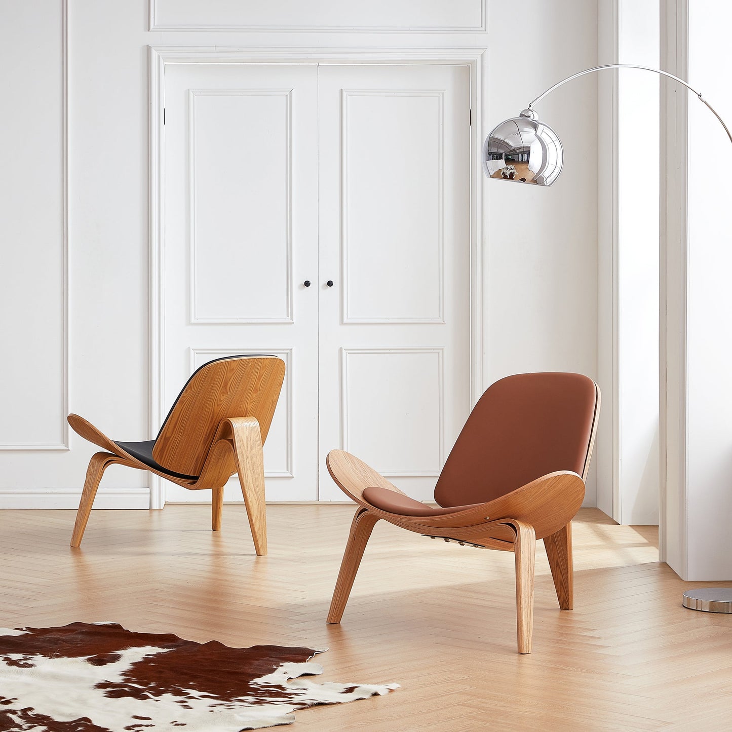 Mermaid Wegner Black Shell Chair-Brown