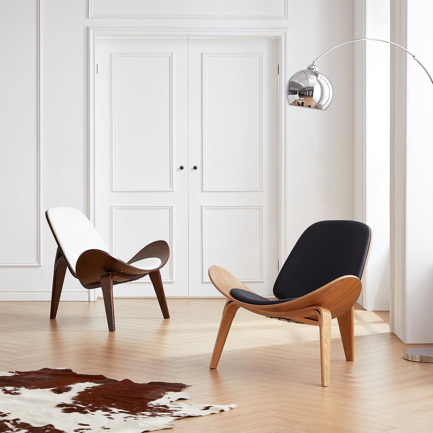 Mermaid Wegner Brown Shell Chair-White