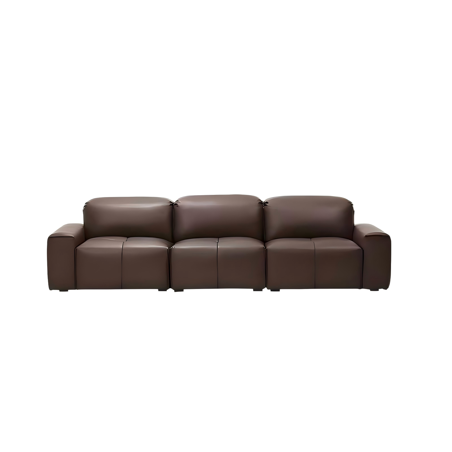 Nero Black Recliner Leather Lounge Sofa-Brown-114.1"
