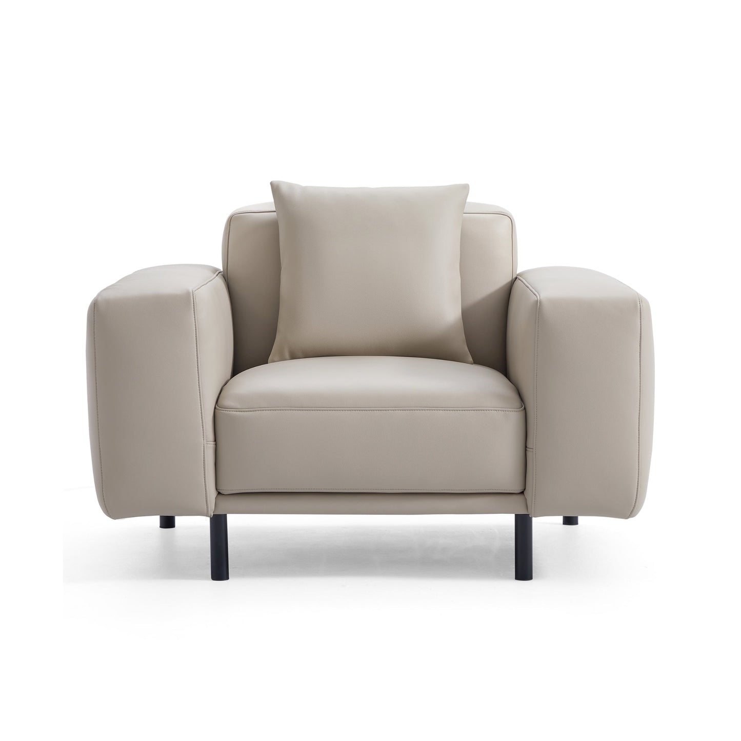 Noble Dark Gray Leather Sofa And Ottoman-Beige