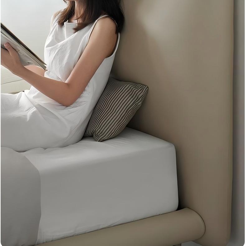 Choco Swirl Leather Bed-Beige