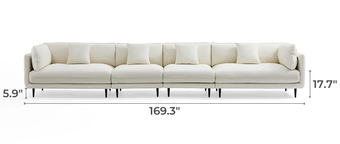 Vanilla White Leather Sofa