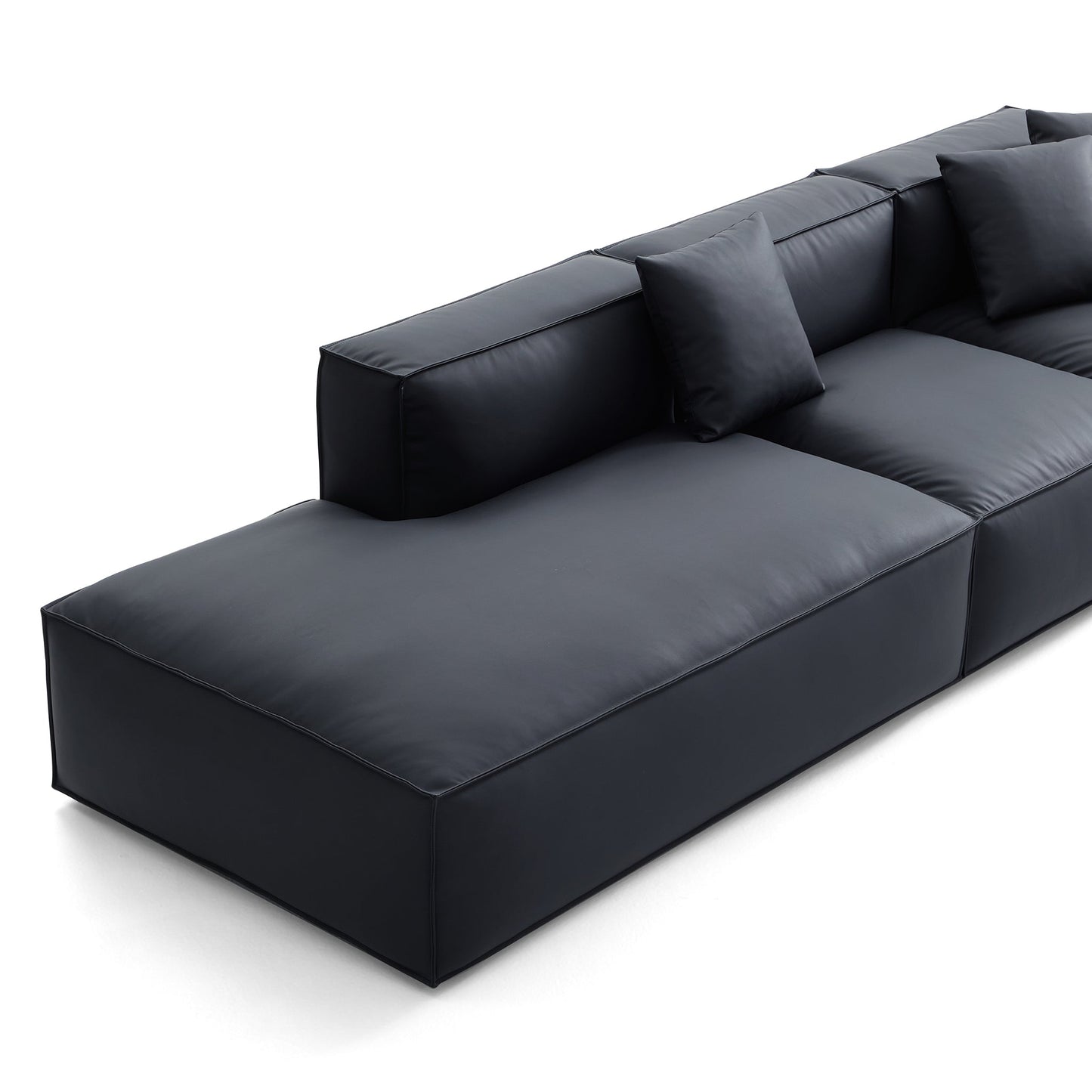 Geometry Minimalist Black Leather Sofa-Black