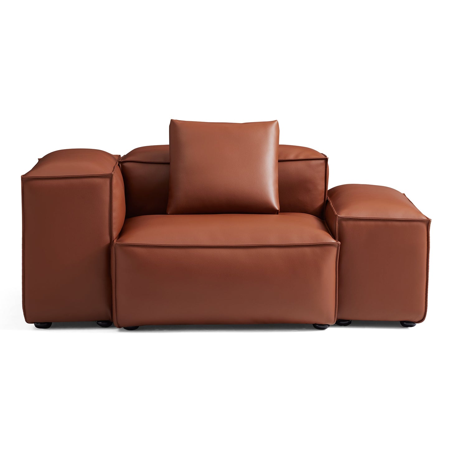 Cube Modular Brown Genuine Leather Armchair-Brown-68.1"-Low & High