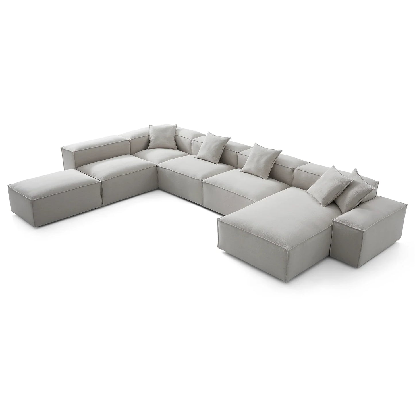 Freedom Modular Khaki Open End Sectional Sofa-Gray-177.2"-Low