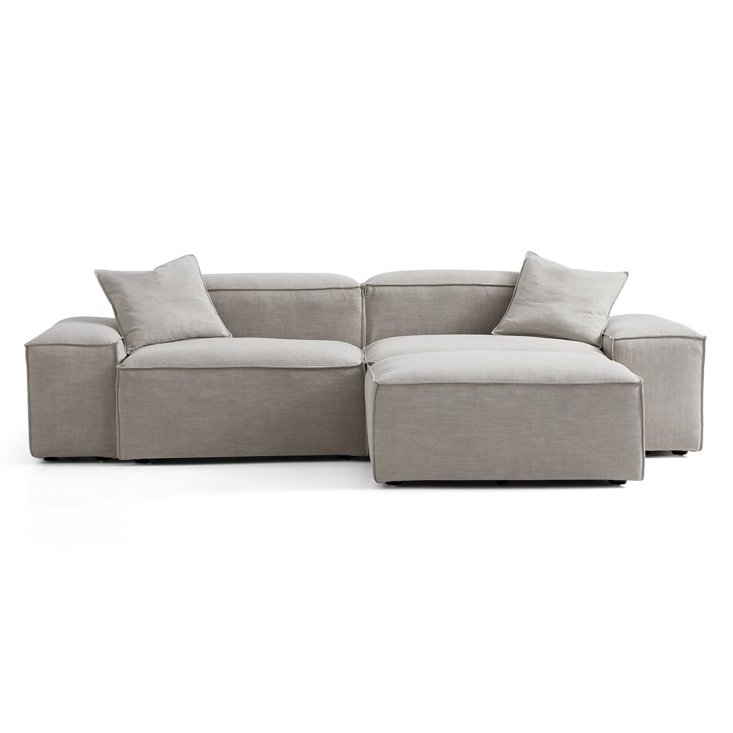 Freedom Modular New Gray Sofa with Ottoman-Sand-106.3"-Low