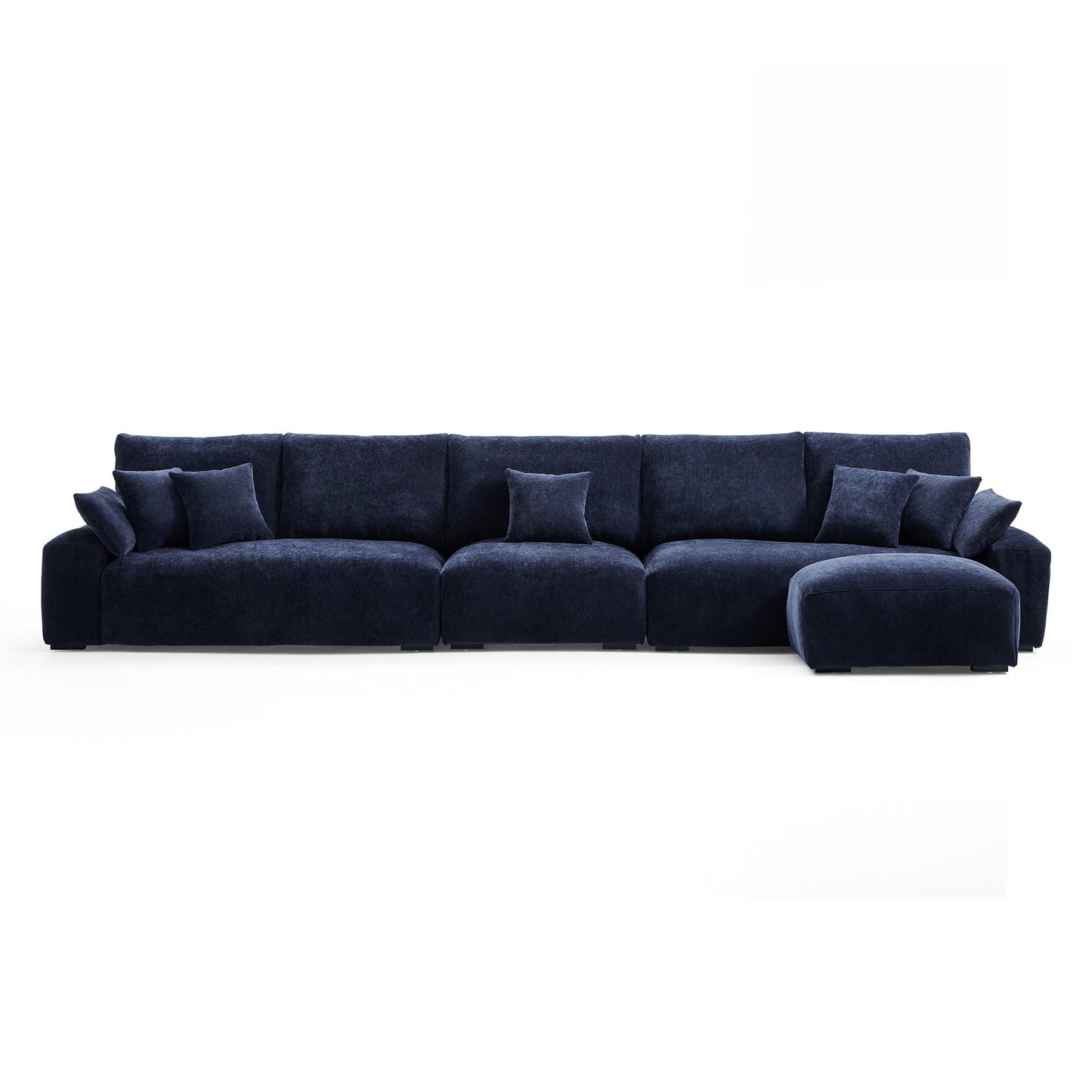 The Empress Navy Blue Sofa and Ottoman-Navy Blue-175.6"