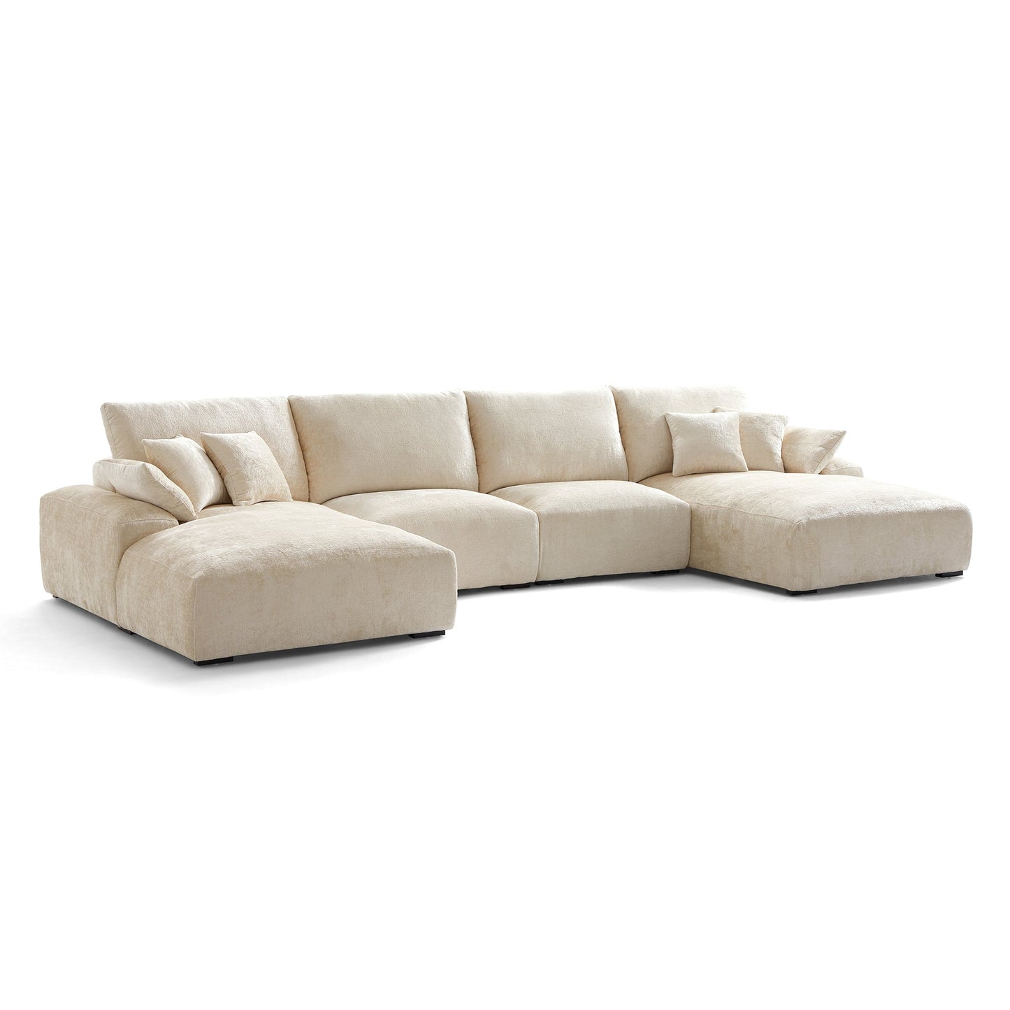 The Empress Gray U Shaped Sectional Sofa-Beige-161.4″