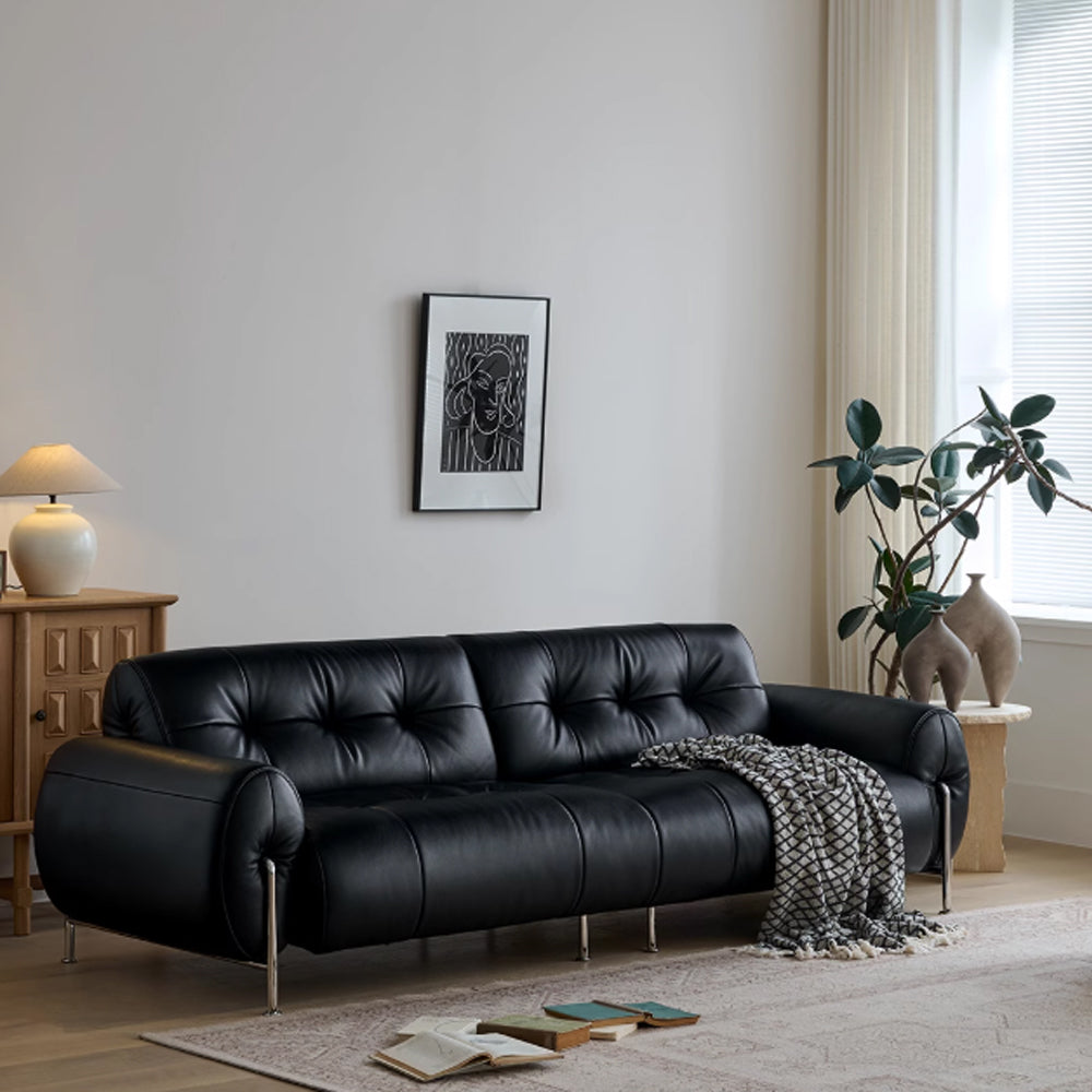 Banning Vintage Leather Sofa-Black