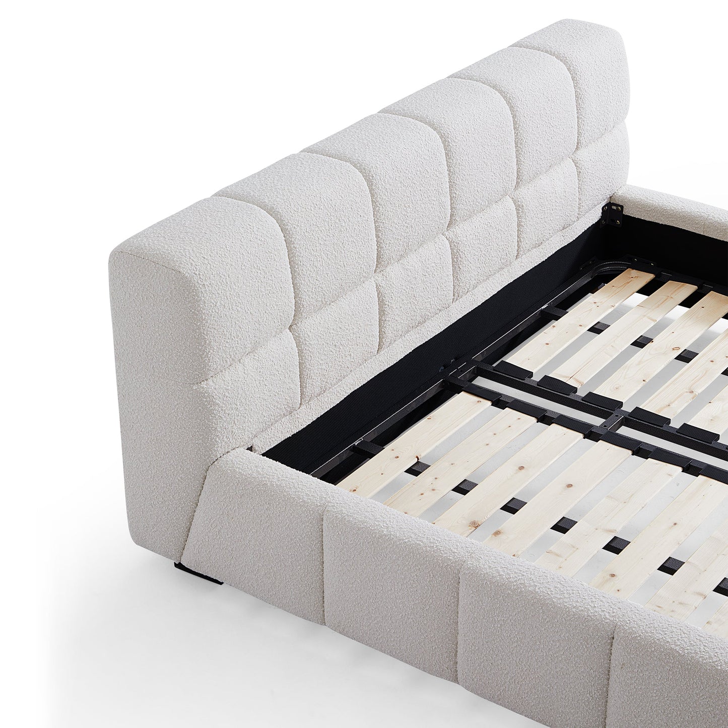 Cushy Boucle Fabric Bed-White