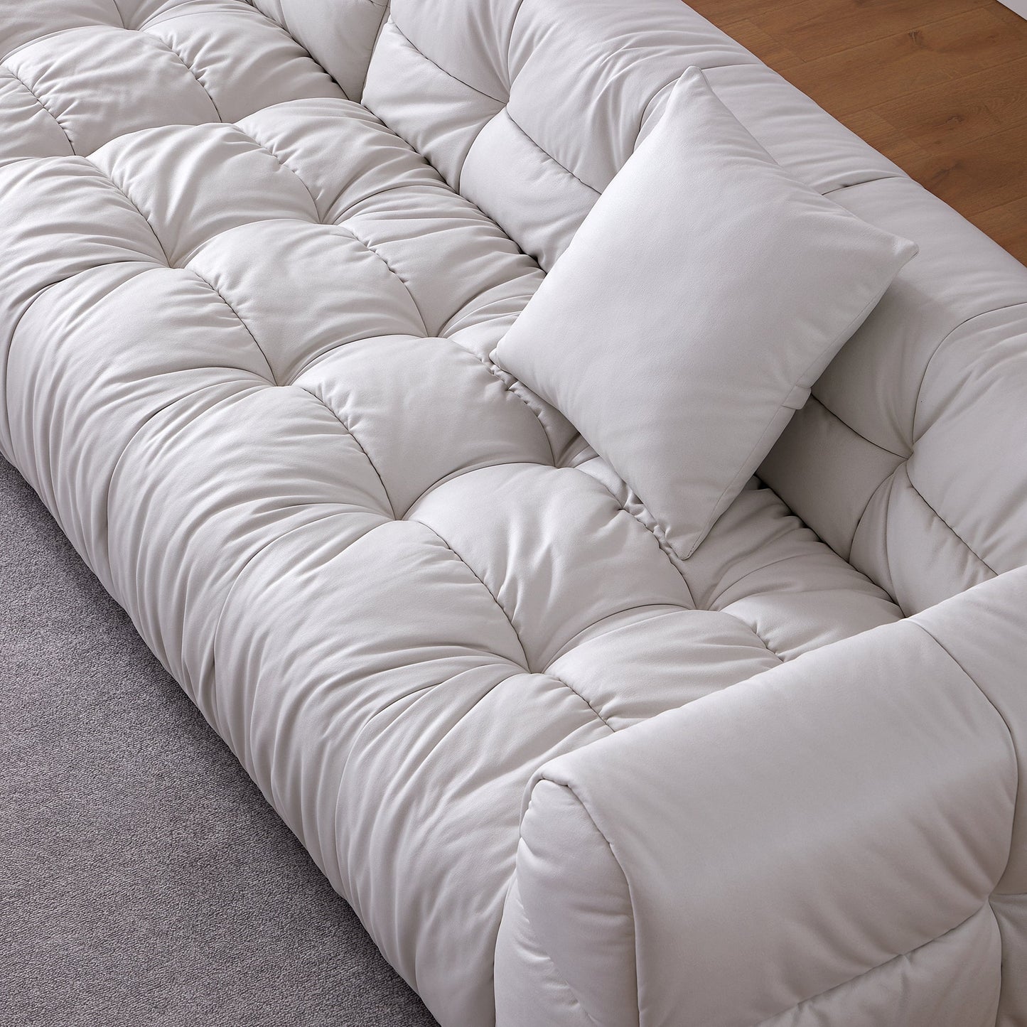 Boba Black Leathaire Sectional Set-White