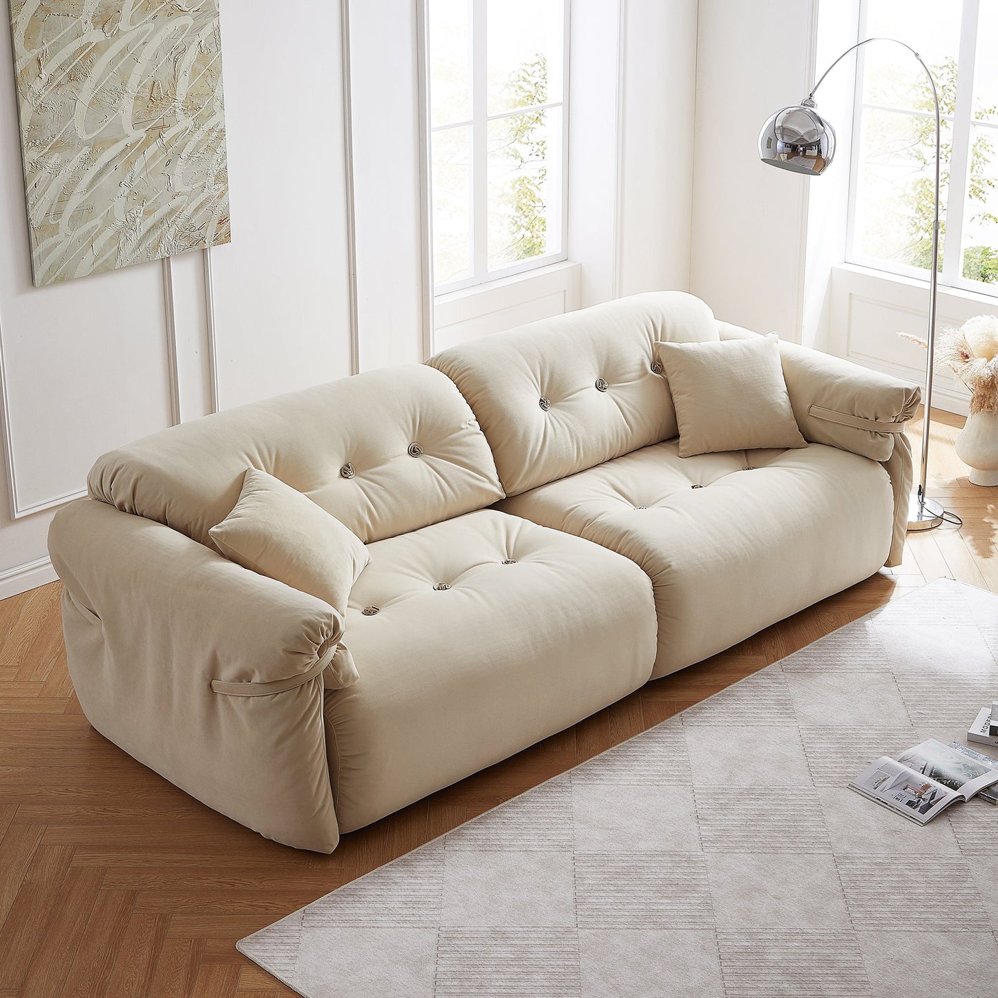 Butter Tufted Sofa-Khaki