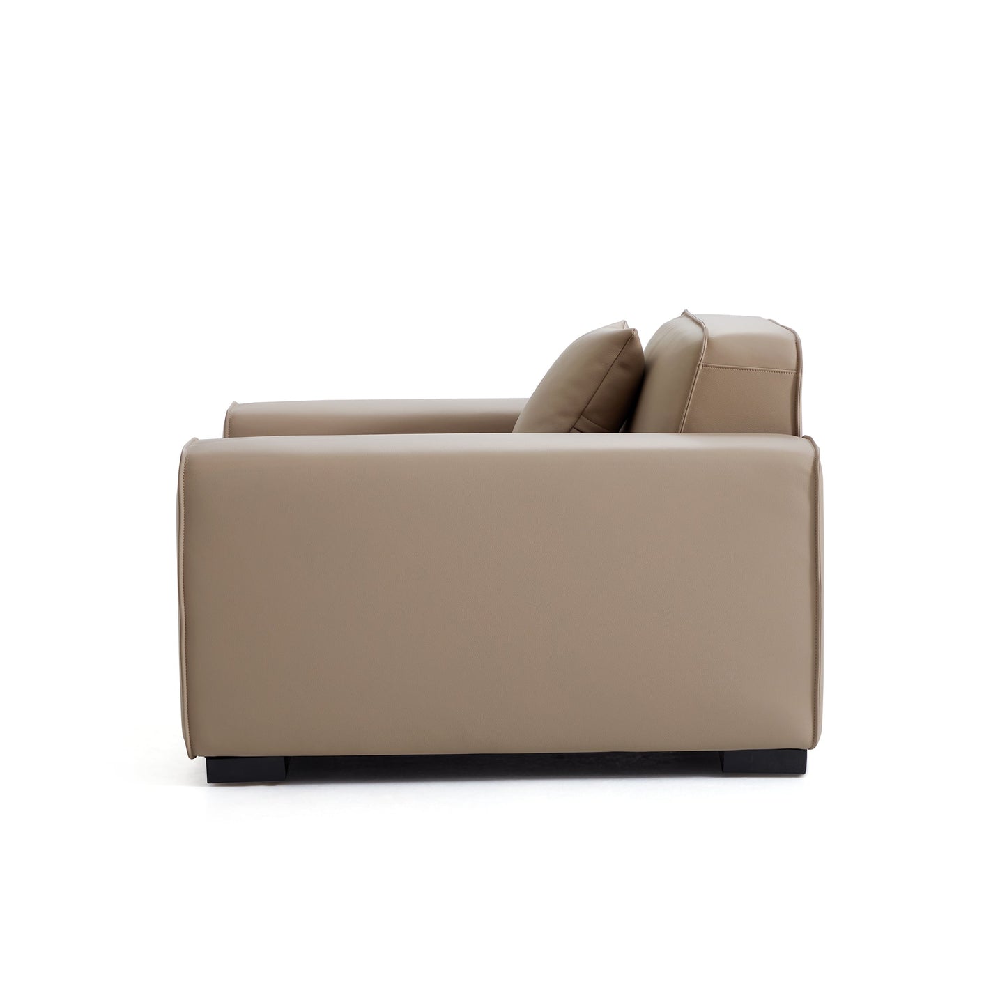 Domus Modular Beige Leather Armchair-Khaki