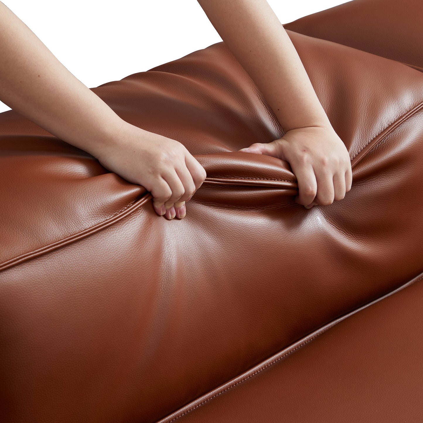 Cube Modular Brown Genuine Leather Sectional-Brown