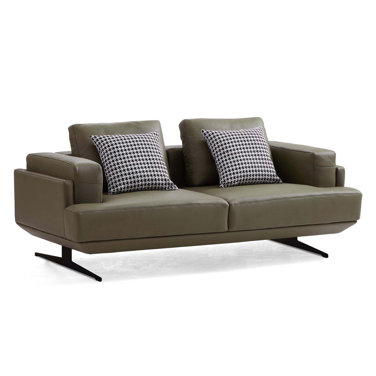 Olivia Top Grain Genuine Leather Sofa-Olive