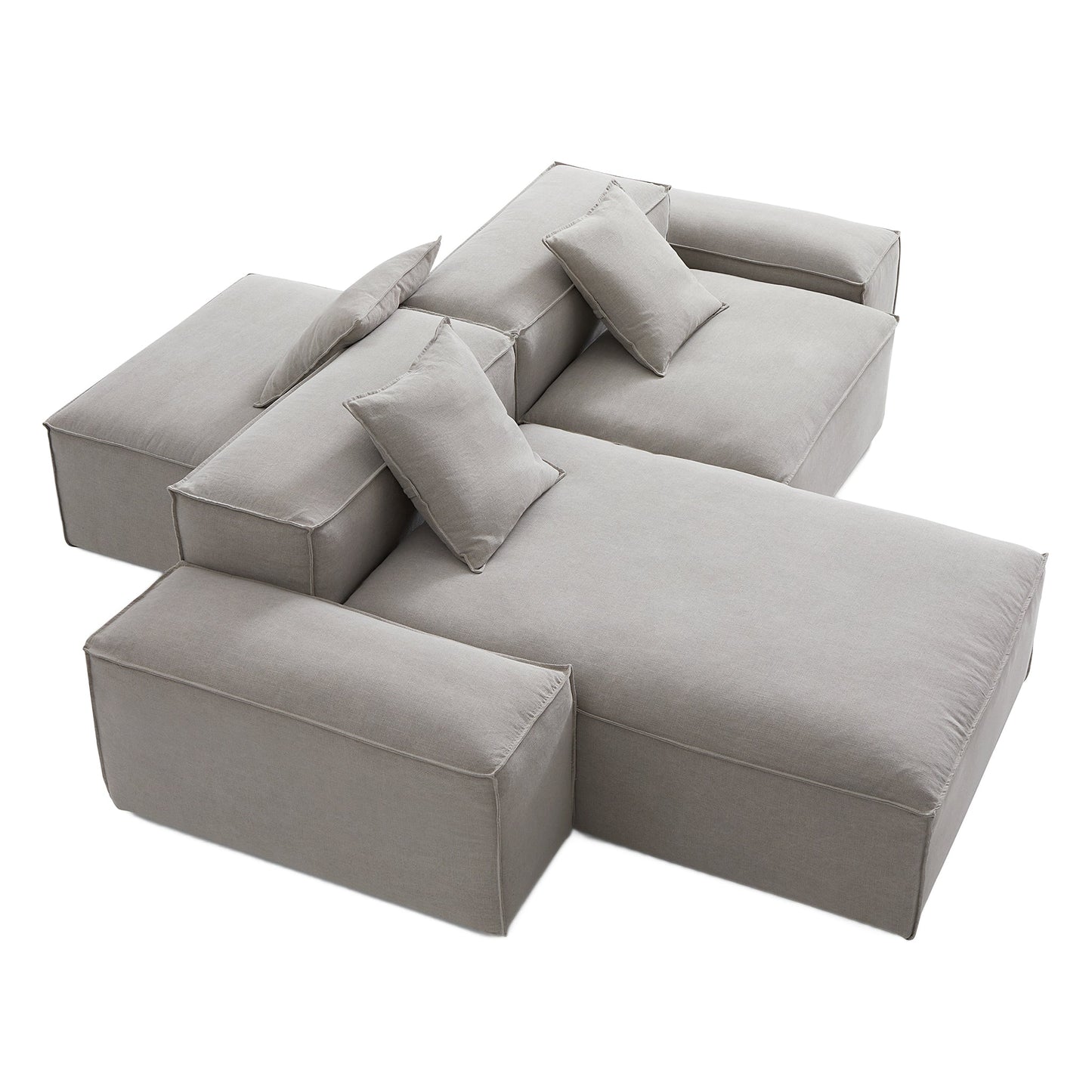 Freedom Modular Double Sided Sectional Sofa-New Gray-106.3"-Low
