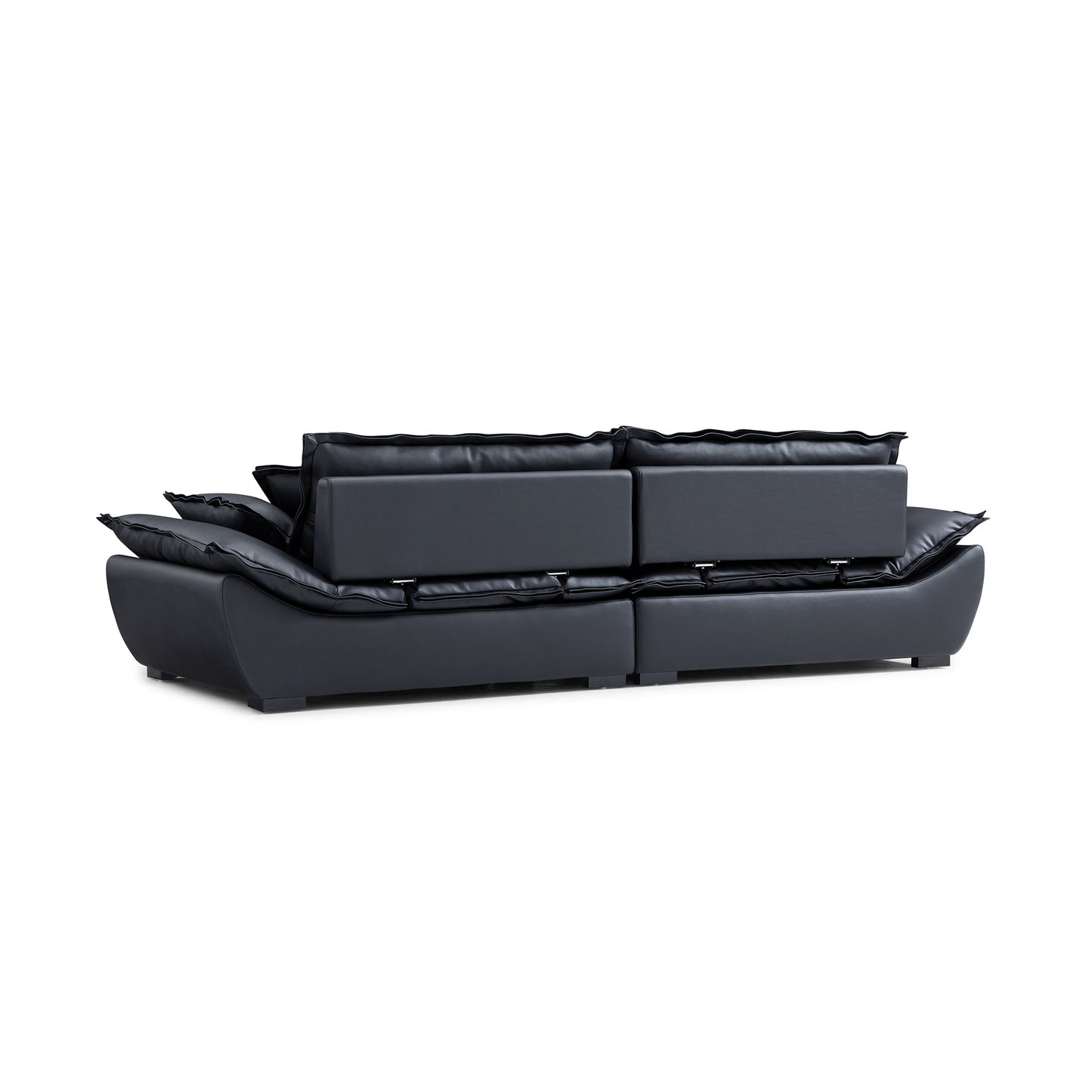 Casper Sailboat Leather Sofa-Black