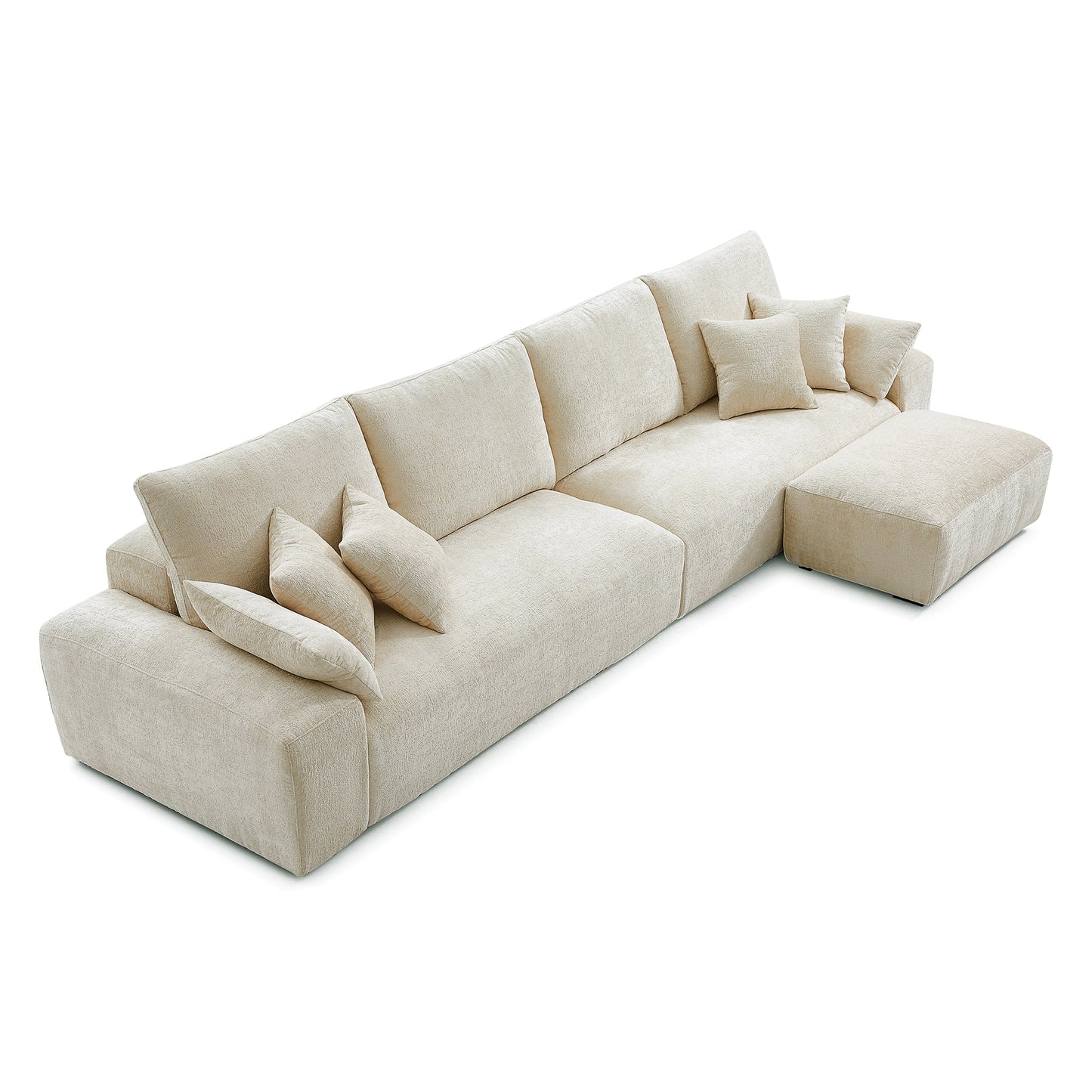 The Empress Gray Sofa and Ottoman-Beige-140.1"