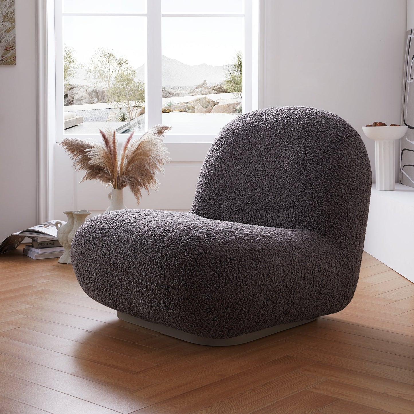 Puff Gray Accent Chair-Gray