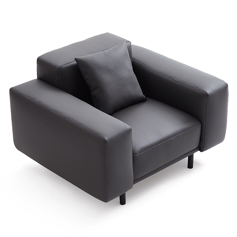 Noble Dark Gray Leather Armchair-Dark Gray