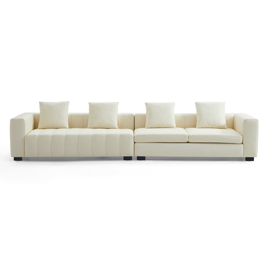Piano Beige Leather Sofa-Beige