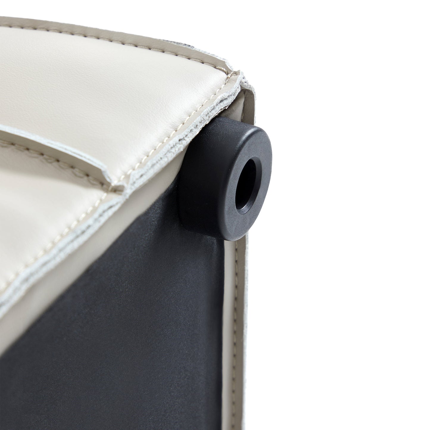 Monarch Leather Tufted Cube Pouf-Beige