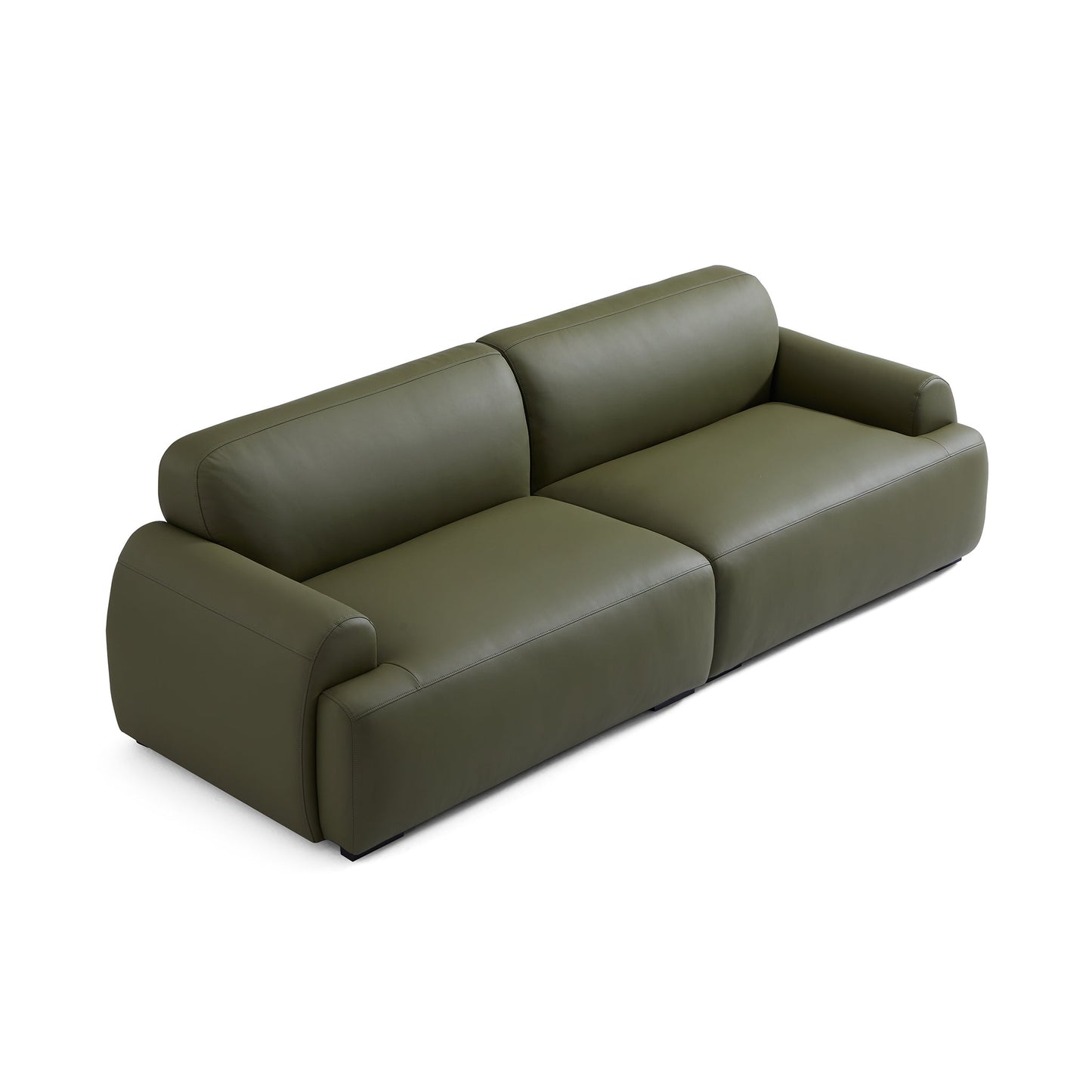 Brenley Modern Italian Leather Sofa-Olive