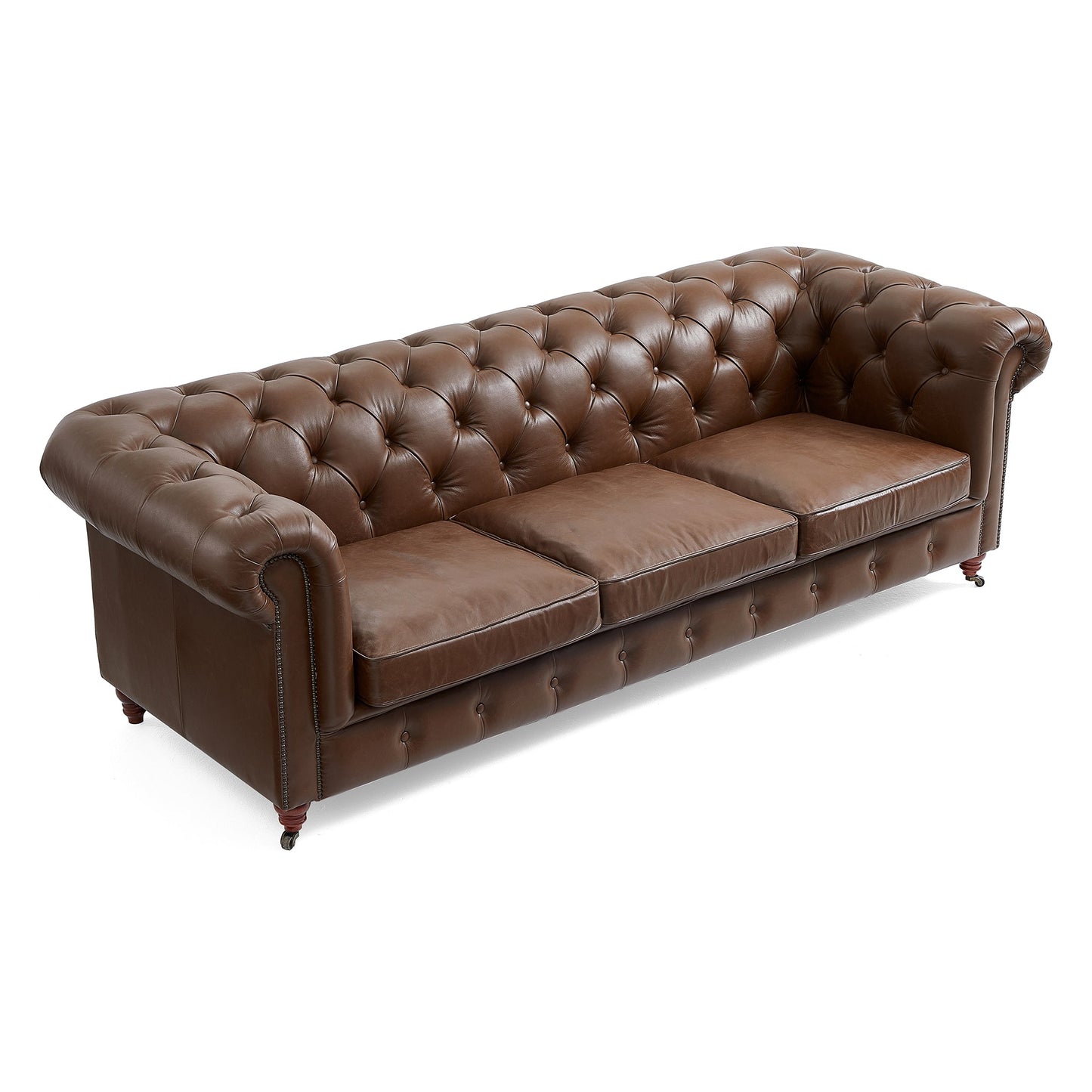 Durango Chesterfield Top Grain Leather Tufted Sofa-Brown