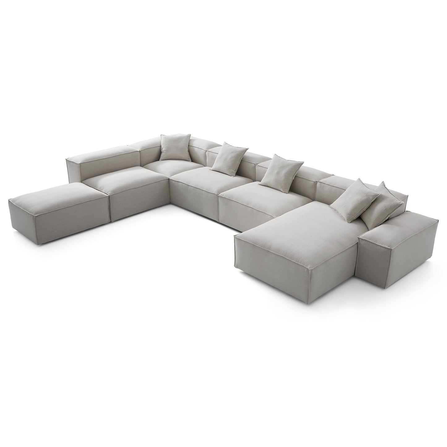 Freedom Modular Gray Open End Sectional Sofa-Gray-177.2"-Low
