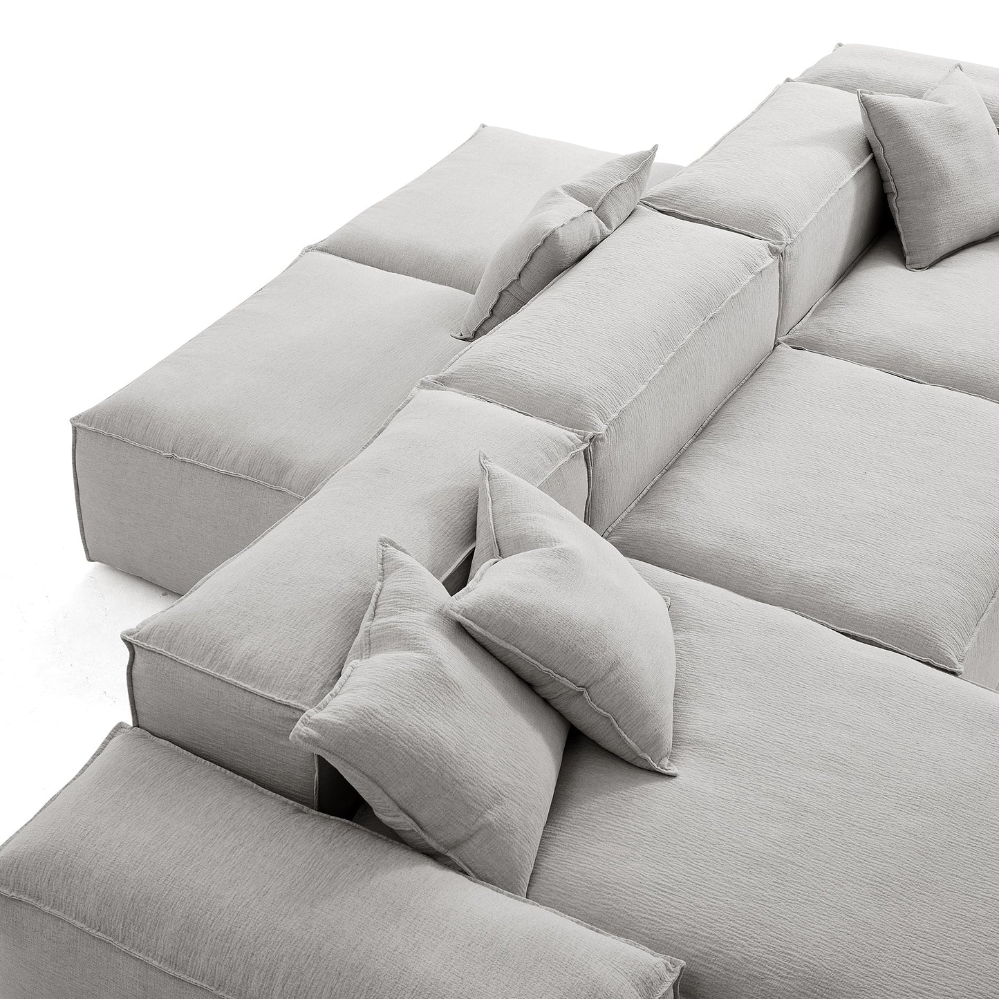 Freedom Modular Gray Double Sided Sectional Sofa-Gray-143.7″-Low & High