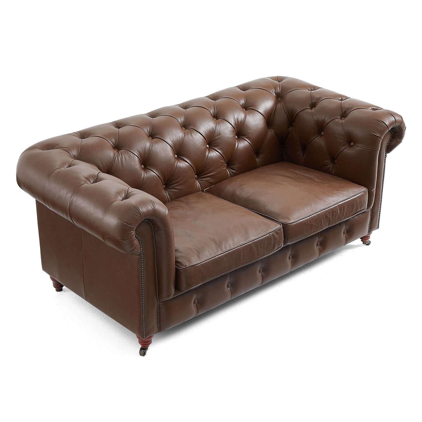 Durango Chesterfield Top Grain Leather Tufted Sofa-Brown