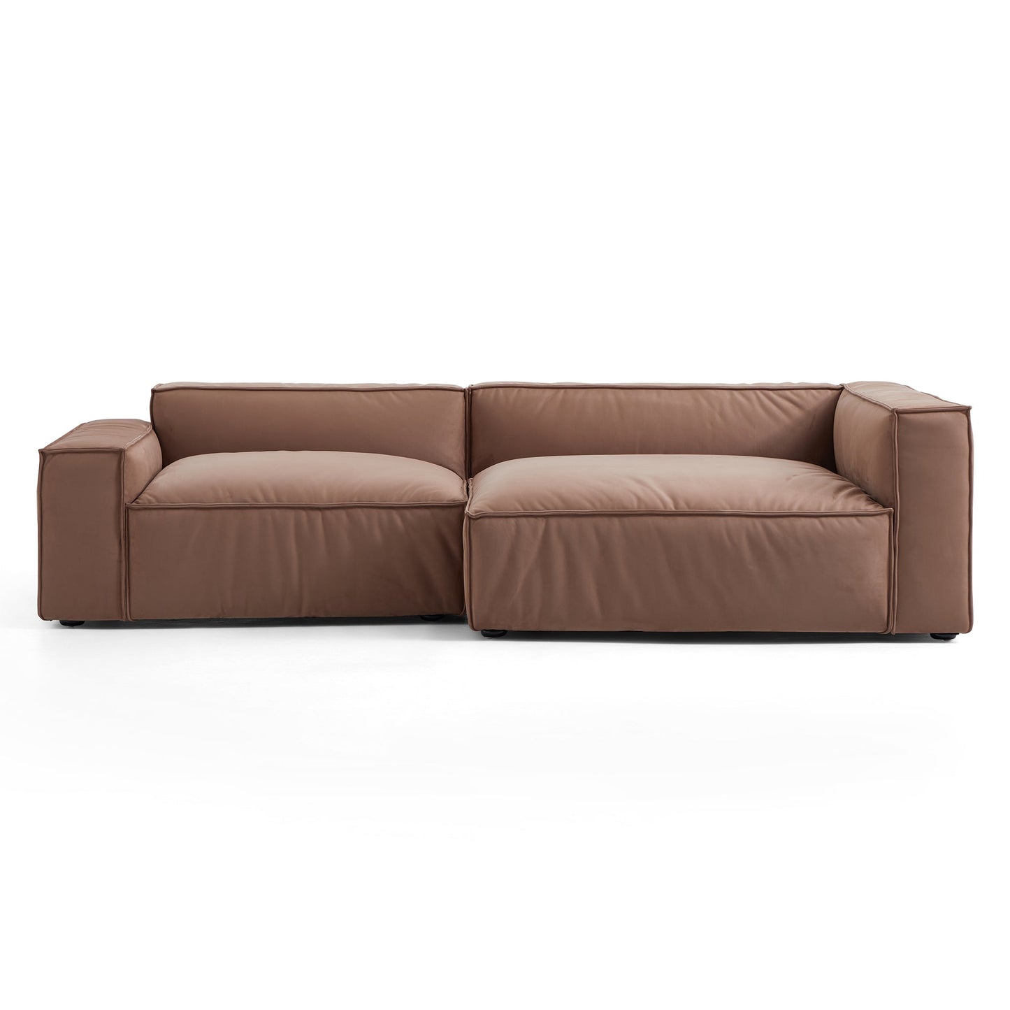 Luxury Minimalist Brown Fabric Sectional-Brown-106.2"-Facing Right