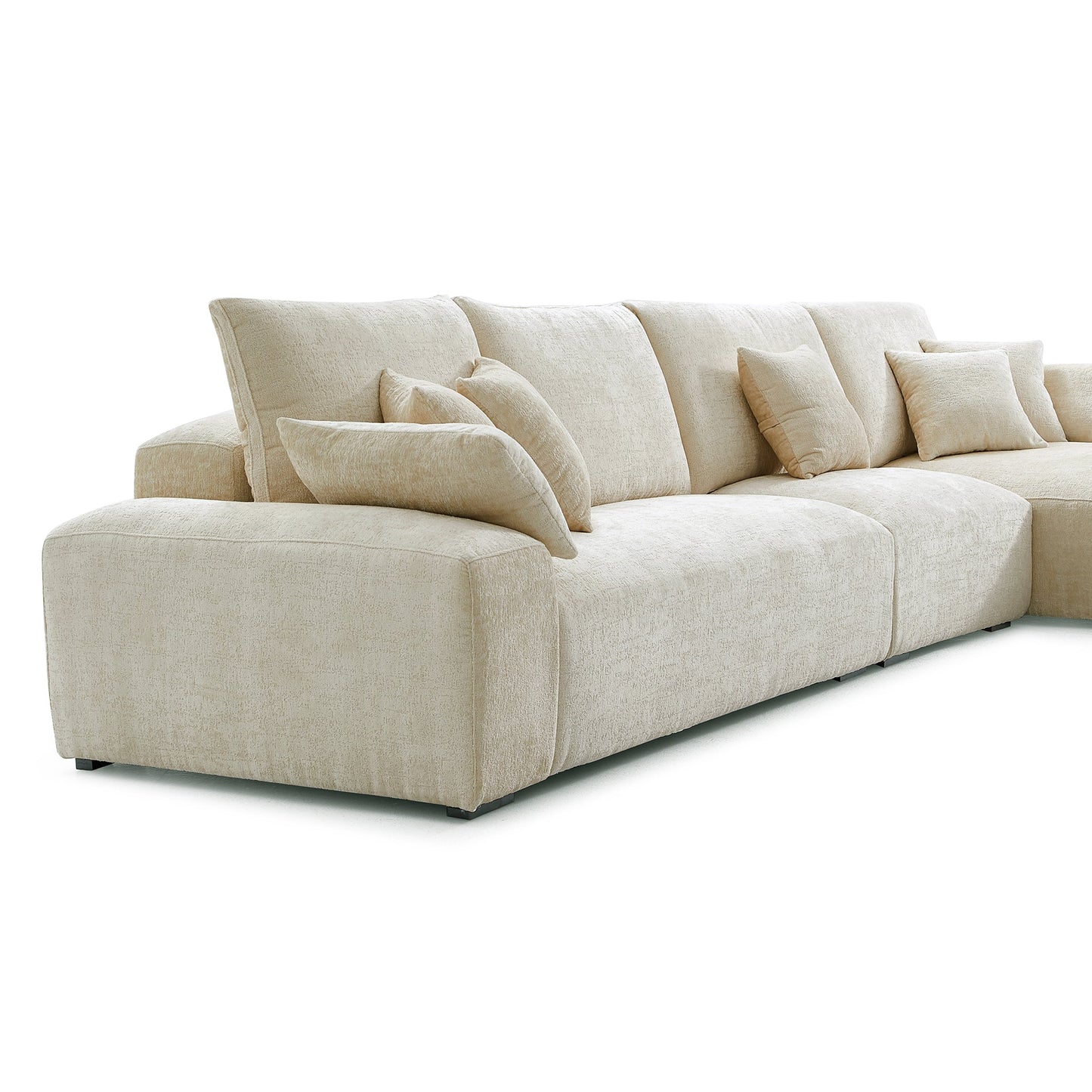 The Empress Gray Sectional-Beige-150.8"-Facing Right