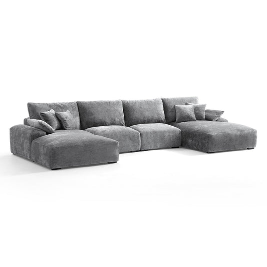 The Empress Gray U Shaped Sectional Sofa-hidden