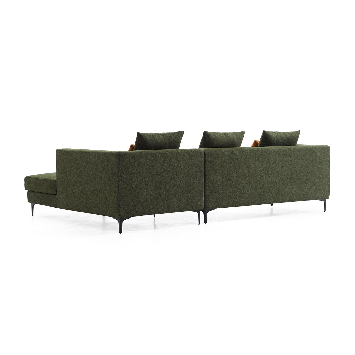 Jungle L Shaped Green Fabric Sectional Sofa With Chaise-Green