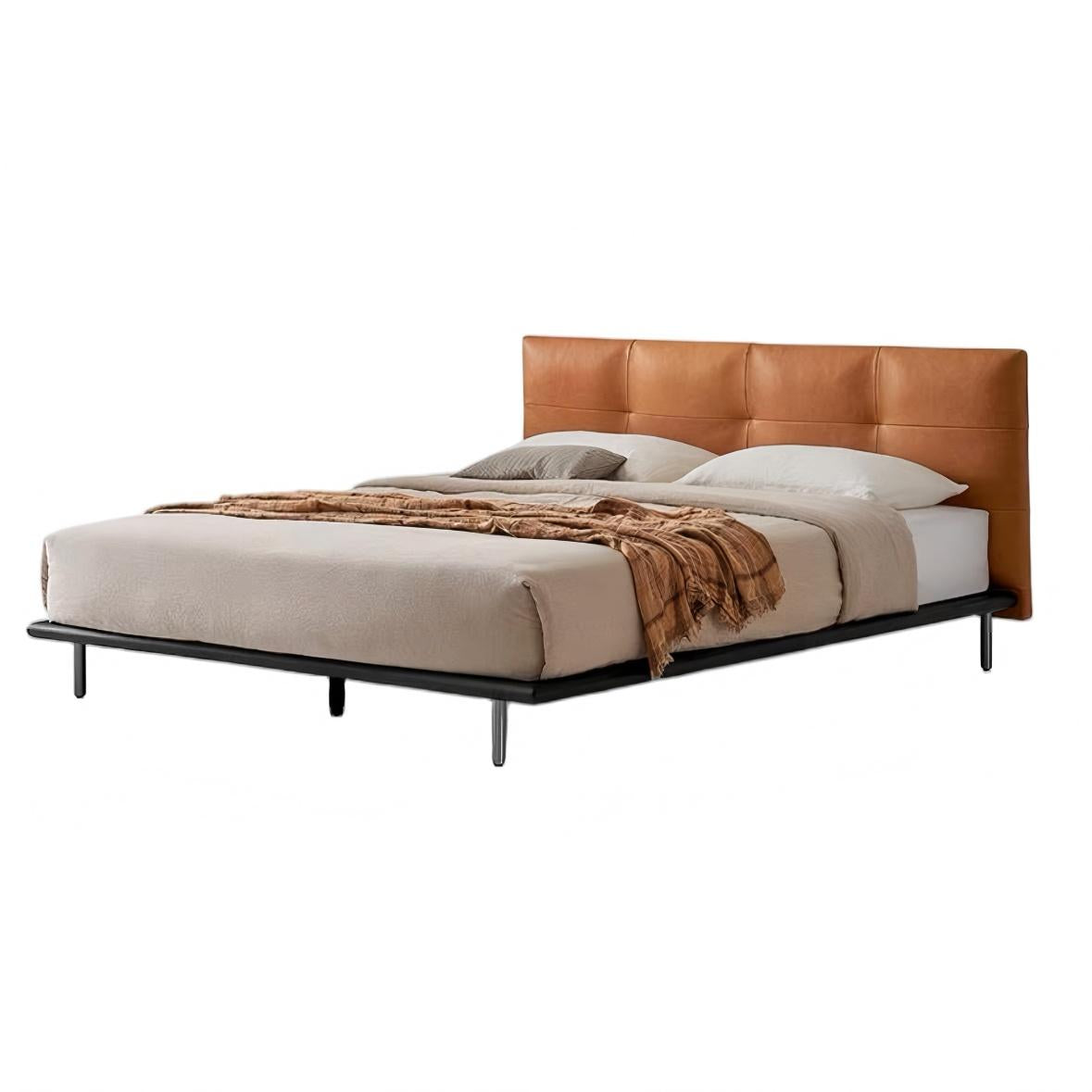 Toffee Brick Leather Bed-hidden