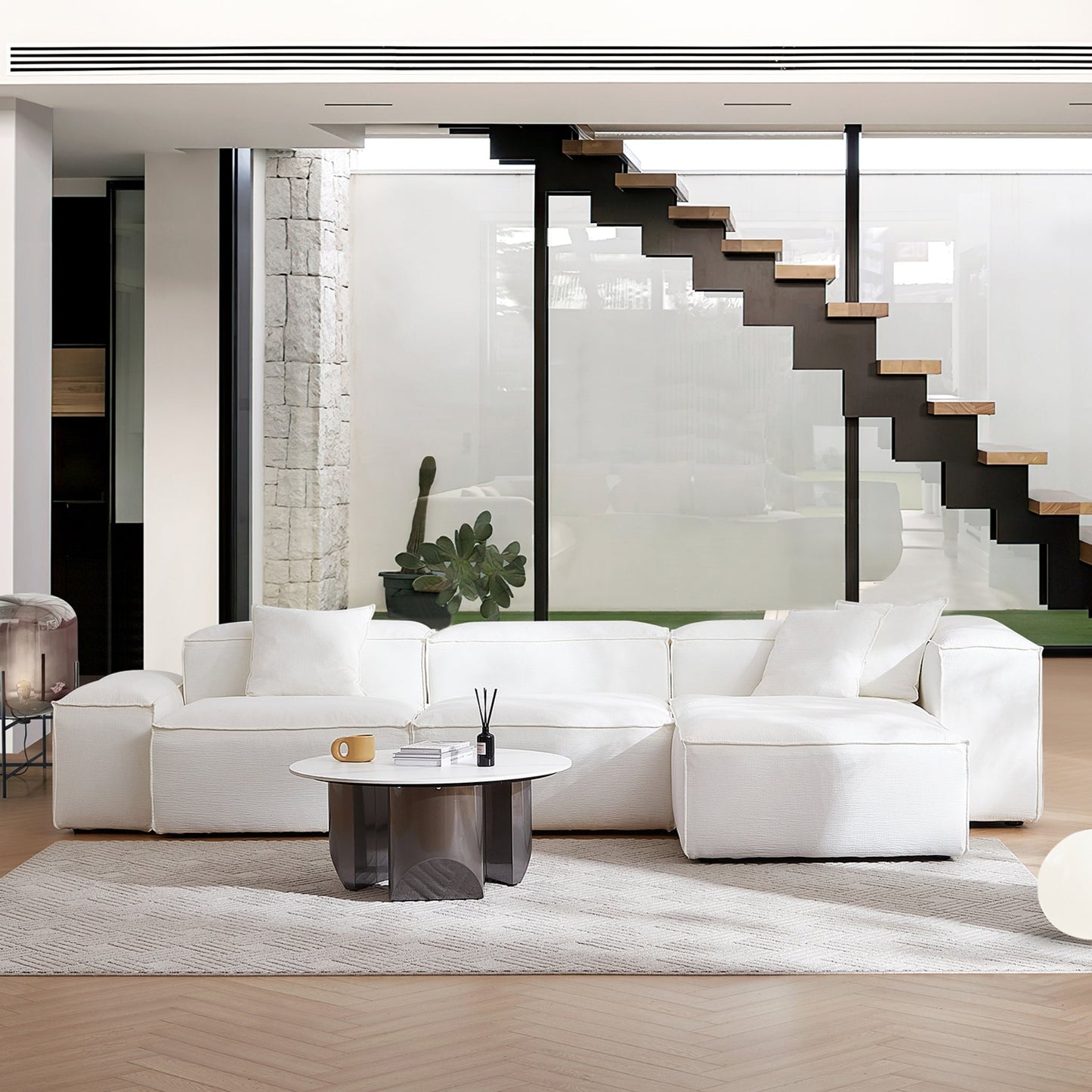 Freedom Modular White Sectional Sofa-White